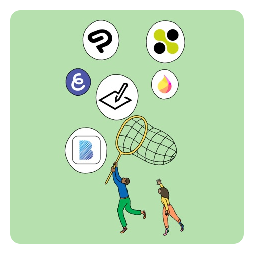 Illustration showing brand logos for different free bundle software, Wacom One Medium Graphics Tablet